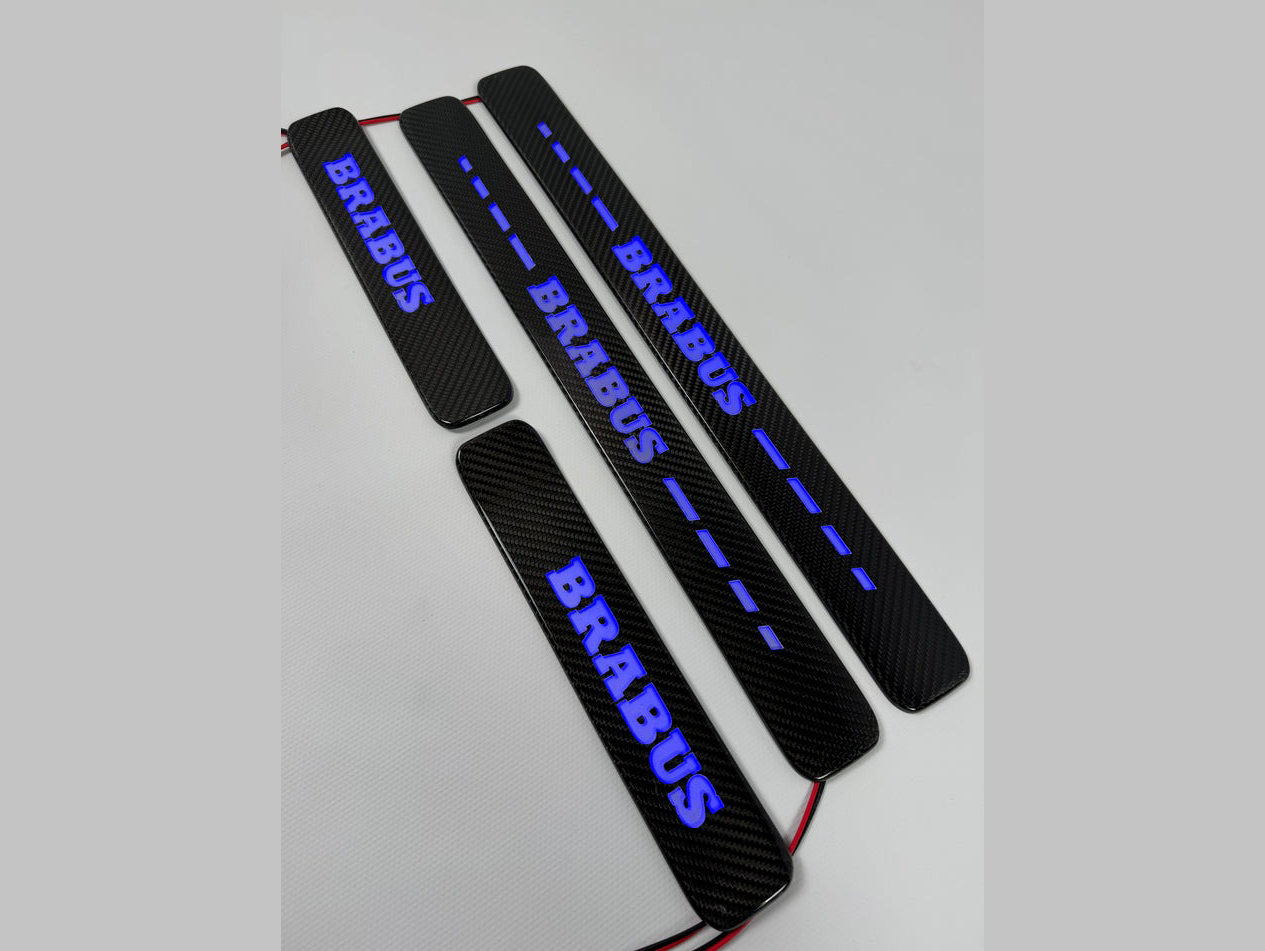 Mercedes Brabus W463A W464 G Wagon Carbon Door Sills Blue LED Illuminated 4 pcs